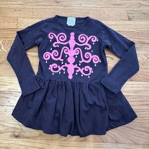 Lemon Loves Lime Brown Long Sleeve Shirt Pink Design size 7